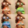 European & American Women's Tie-Dye Bikini Beachwear Set: Four-Piece Skirt Style