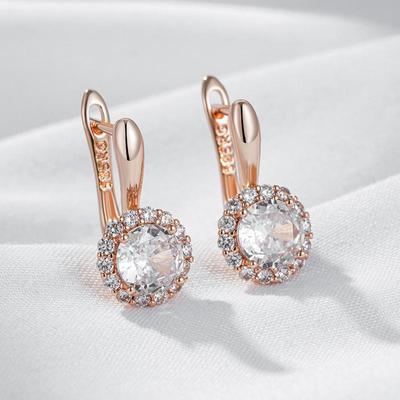 Classic Micro Inlay White Zircon Earrings for Women Golden Vintage Earrings Wedding Party Luxury Jewelry