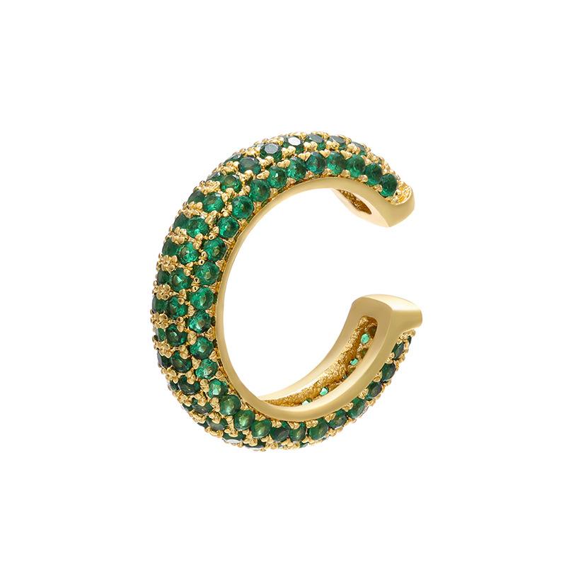 Bead Buckle Jewelry Micro-Inlaid Colored Diamond Ear Bone Clip Color Zirconium Simple Ear Clip Earrings Copper 18K Gold-Plated Ve131