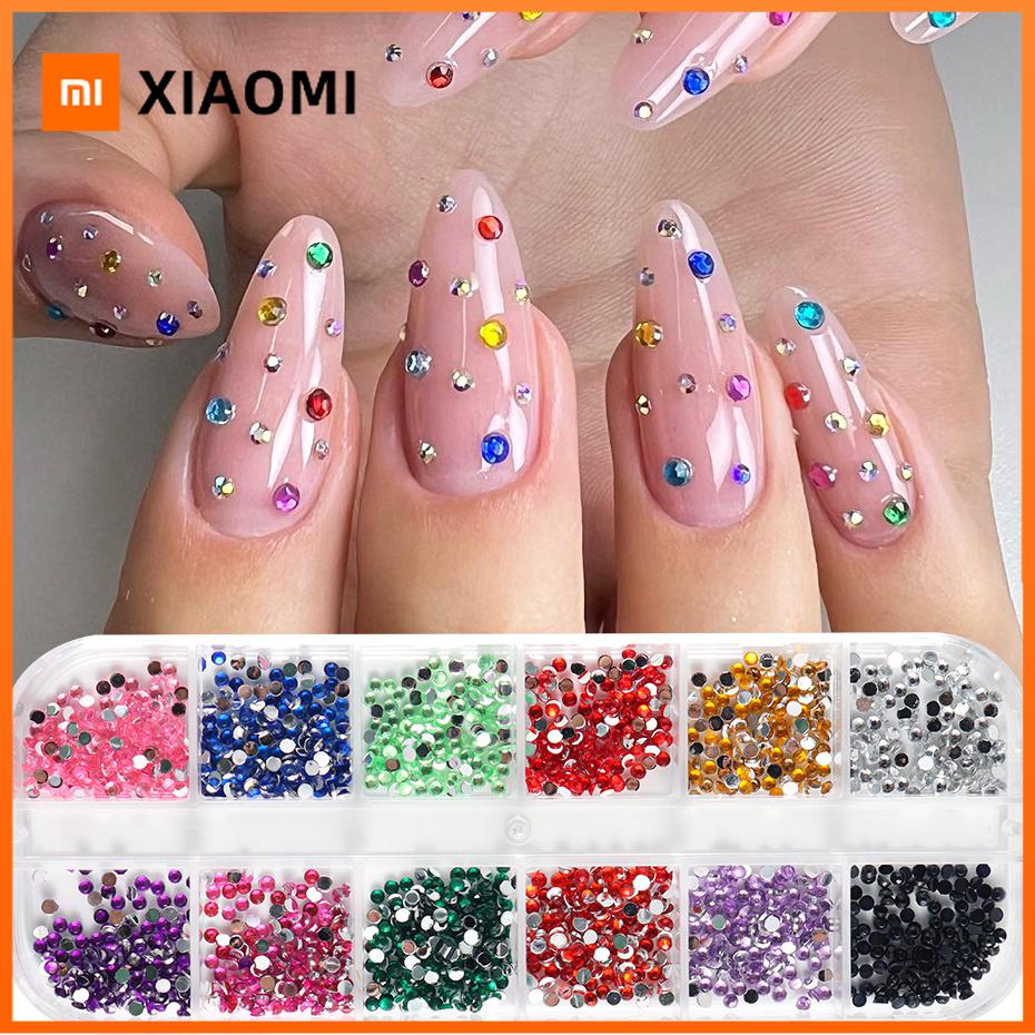 Xiaomi 12 Colors Mini Crystal Nail Art Rhinestones 2mm Flatback Colorful Gemstones Versatile Decorations for Nails Jewelry Accessories