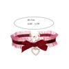 Sweet Heart Pendant Bowknot Neckband Choker Jewelry Temperament Elegant Neck Chain Women Clavicle Chain Necklace