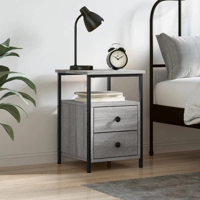 VidaXL Bedside Table Sonoma Grey 34x35.5x50 Cm Engineered Wood 826019