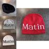 Letter Beanie Hat With High Top Knit Warm Cap For Autumn Winter Streetwear