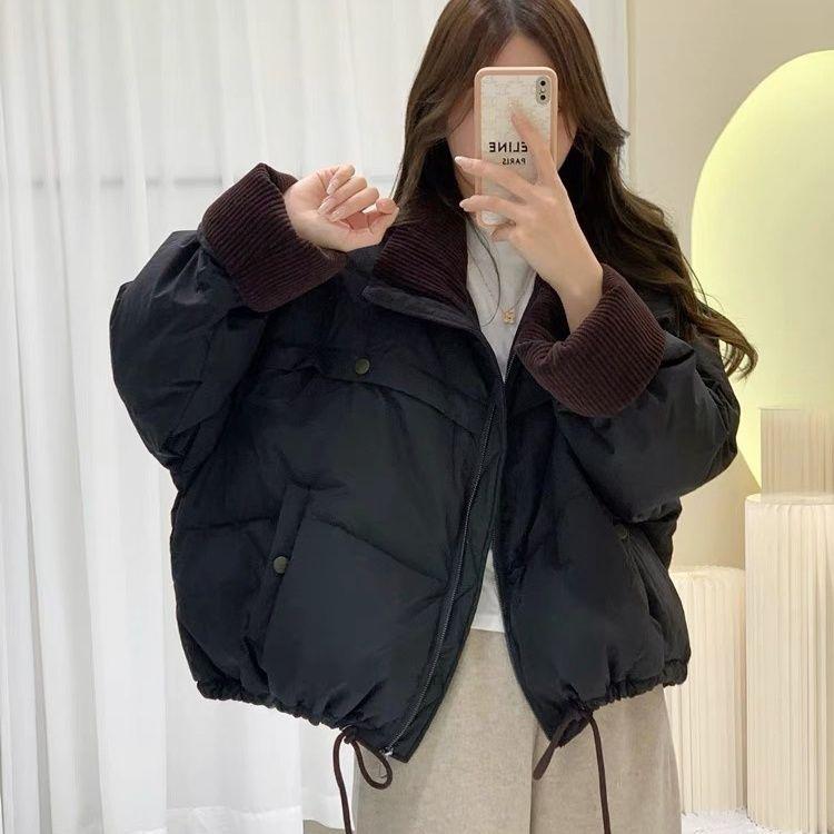 Stand Collar Short Down Jacket for Women Winter New Thickened Loose Cotton Jacket for Small People