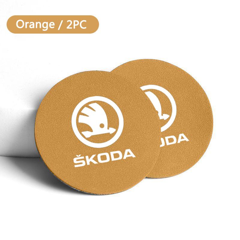 JKFB8 2Pcs Car Auto Cup Holder Anti Slip Coasters Pad Interior Accessories For Skoda Octavia Fabia Superb Yeti Enyaq Rapid Kamiq Karoq