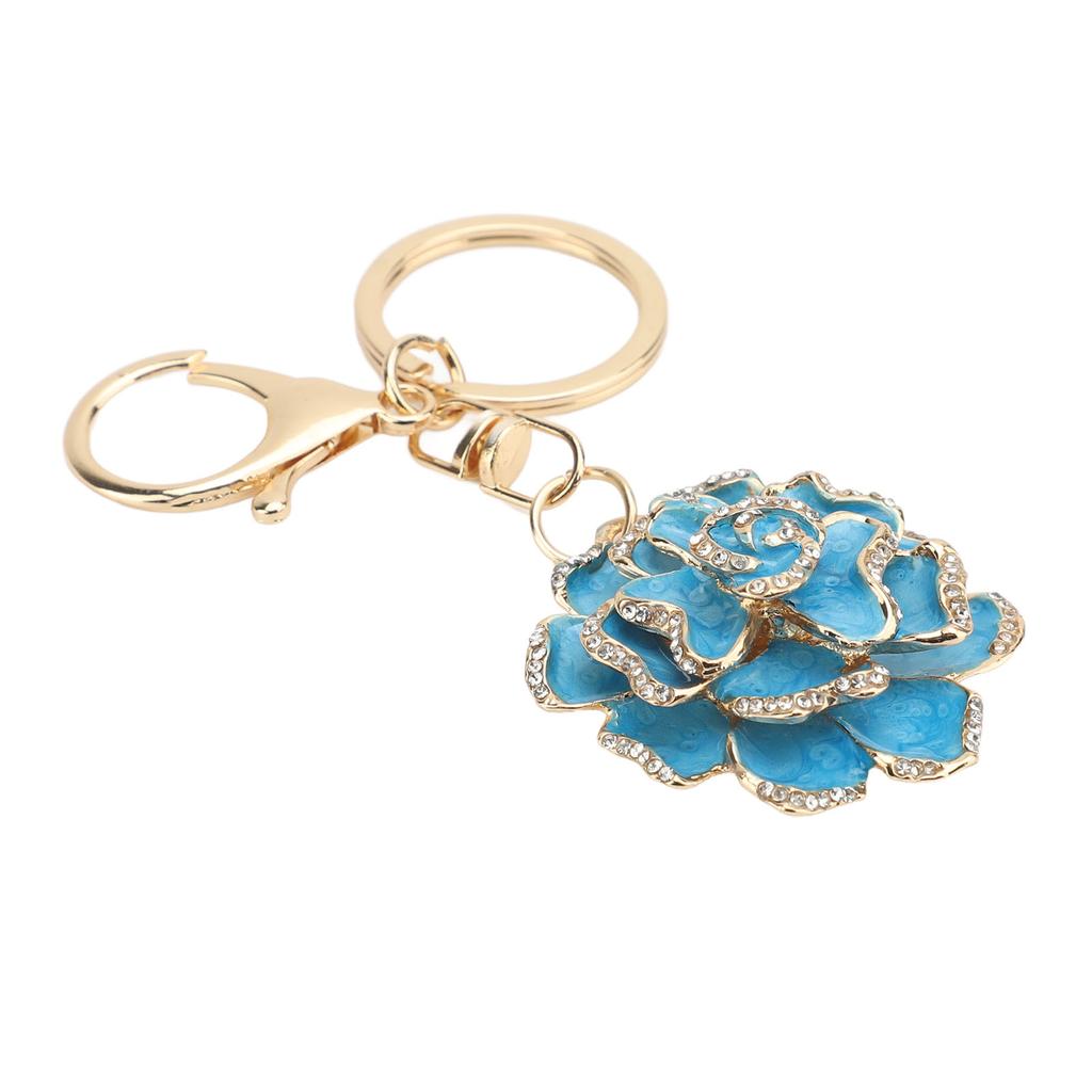 Rose Shaped Keychain Beautiful Flower Pendant Key Rings Cute Backpack Hanging Decoration for