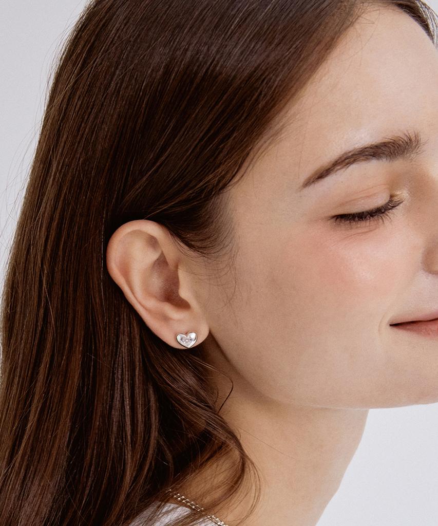 Tatiana (Silver925) Heart Cubic Petit Plump Earring Ec1922