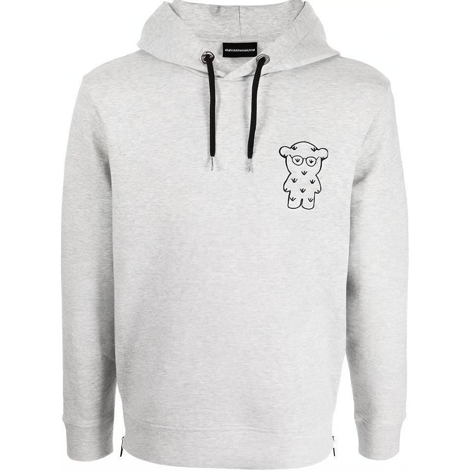 Emporio Armani FW21 Logo Print Solid Color Hooded Sweatshirt Men sweatshirt Gray 6K1MG3-1JHSZ-0616 XL