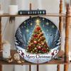 Christmas Tree Metal Sign Round Iron Wall Art Home Kitchen Living Room Garden Decor