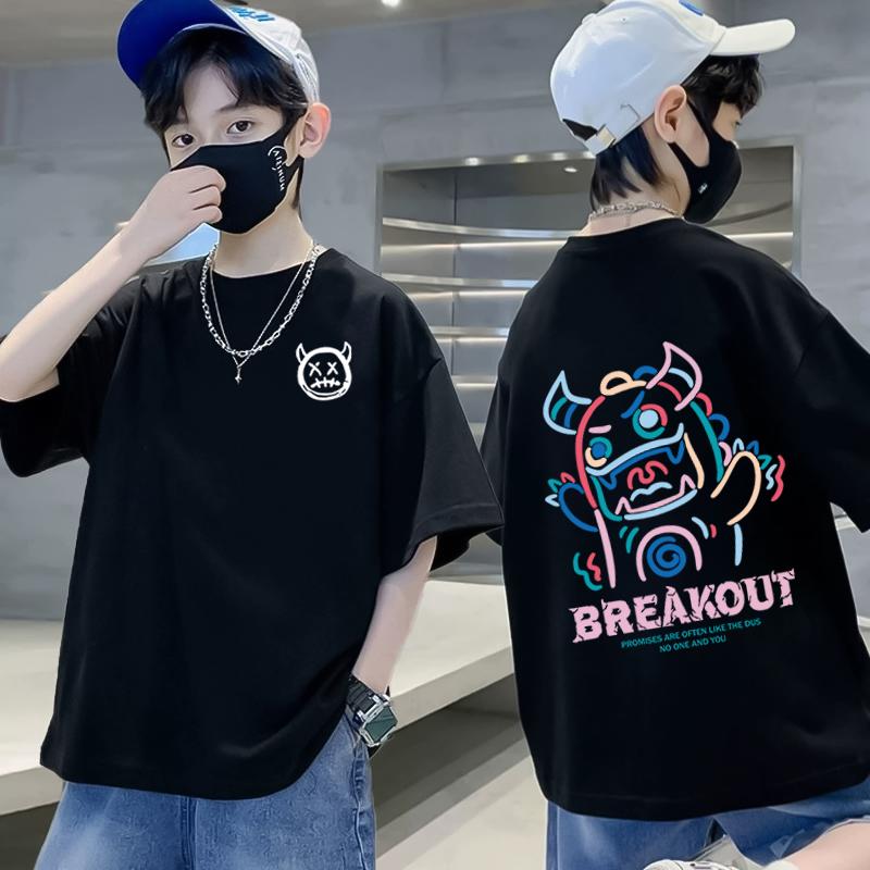 

T-shirt for boys and girls, Korean fashion pattern T-shirt top, summer children s clothing, short sleeved shirt 150