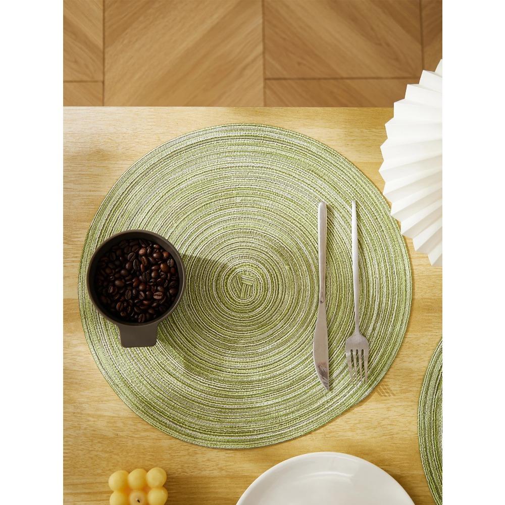 4pcs/set High Quality Handmade Round Woven Braided Placemats 15 Inch Round Table Mats for Dining Tables