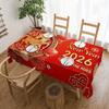 Chinese Lunar New Year Rectangle Waterproof Tablecloth Table Decor Reusable Kitchen Dining Tablecloth Spring Festival Decoration