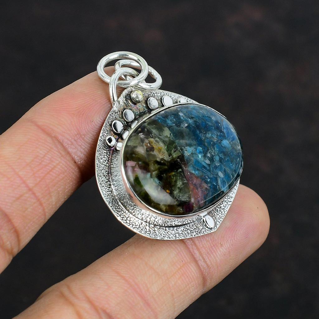 Copper Watermelon Tourmaline Pendant Very Pretty Gemstone Jewelry 925 Sterling Silver Pendant Handmade Pendant Watermelon Tourmaline Jewelry