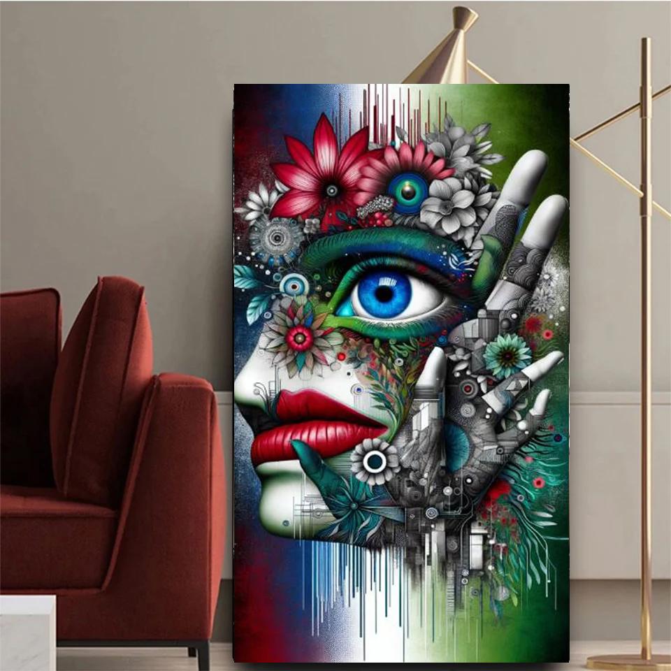 Surreal Featuring A Human Face, DIY Diamond Painting Large Size New 2026 Full Diamond Mosaic Embroidery Cross Stitch Kits Decor