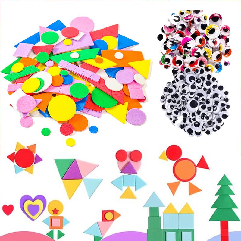 Self Adhesive Geometric Sponge Patch with Googly Eyes Scrapbook Paste Accessories Handmade DIY Materials Student Rewards TMZ