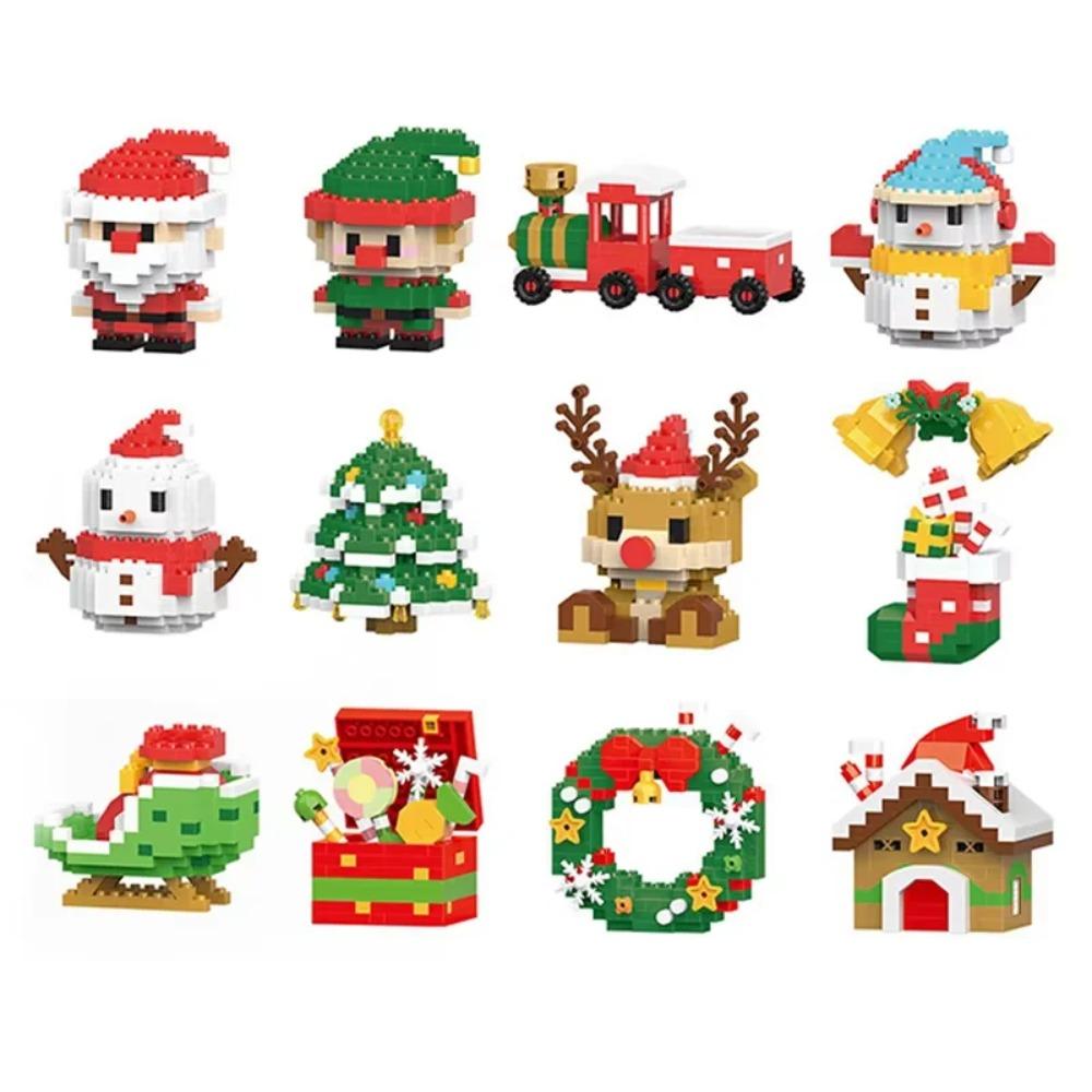 Regali di Natale Serie Micro Blocchi da Costruzione Babbo Natale Renna Puzzle Mattoncini da Assemblare Decorazione da Tavolo Giocattoli Bambini