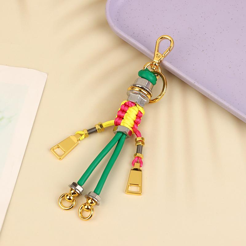Charm Robot Pendant Metal Rope Braided Lanyard Bag Pendant Hanging Keychain Creative Car Pendant Leather Bag Decoration