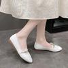 Shoes for Women White One-line Buckle Low Heel Elegant Woman Flats Mary Jane Cheap Clearance Lastest Price Casual On Offer Y2k