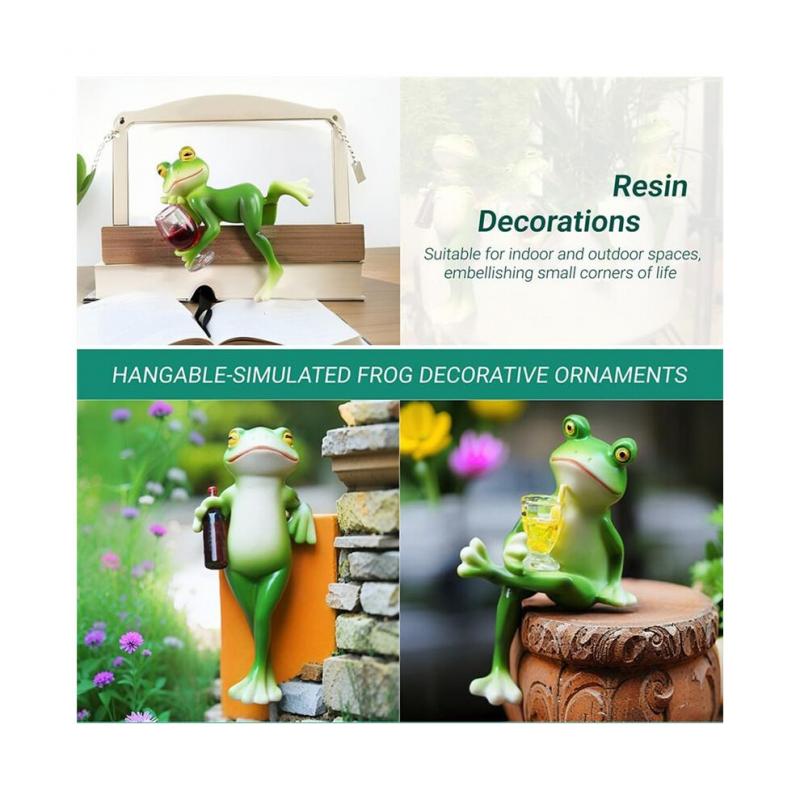 3 Stück Pflanzenfiguren, Dekoration Für Töpfe, Lustiger Getränke-Miniaturfrosch, Froschstatue, Gartendekoration, Rasenornament