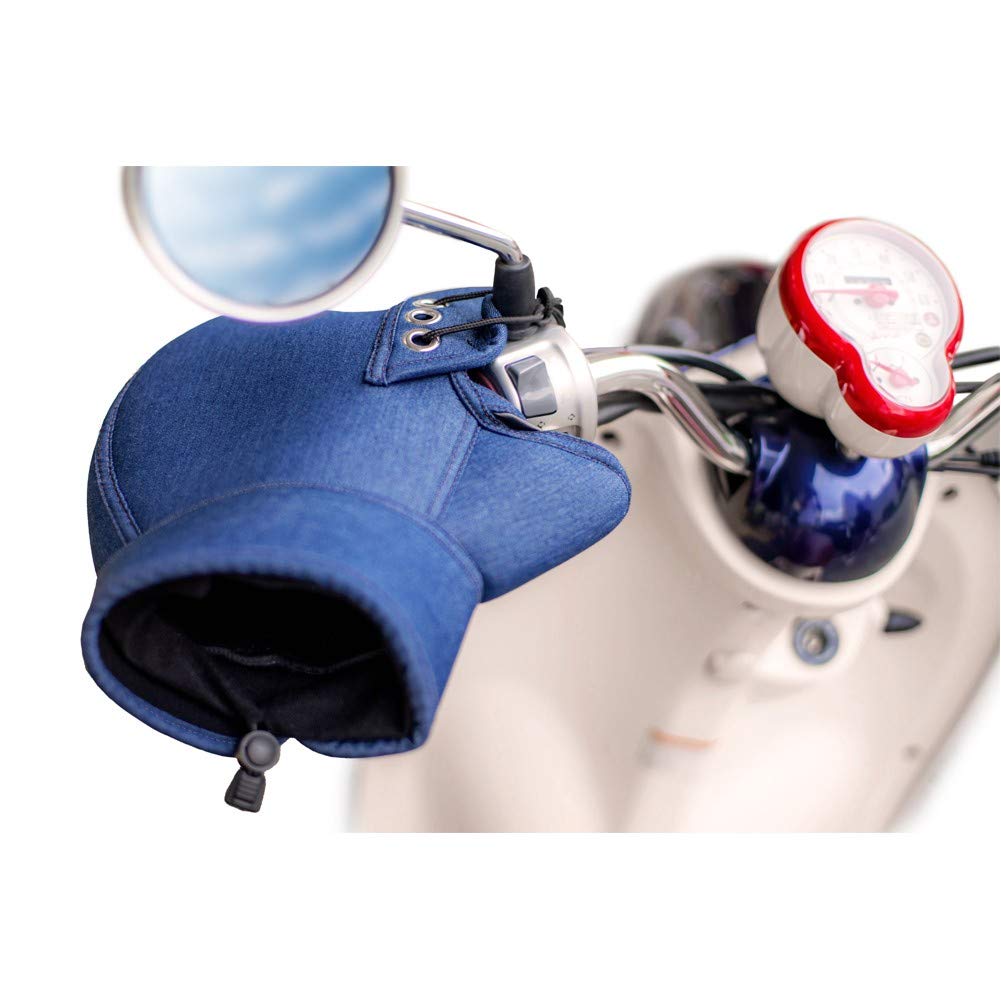 INFIMO Fiber Neoprene Motorcycle Handlebar Waterproof and (Osaka Materials) Denim-Style Cover, Cold-Weather, Navy, DHC-04