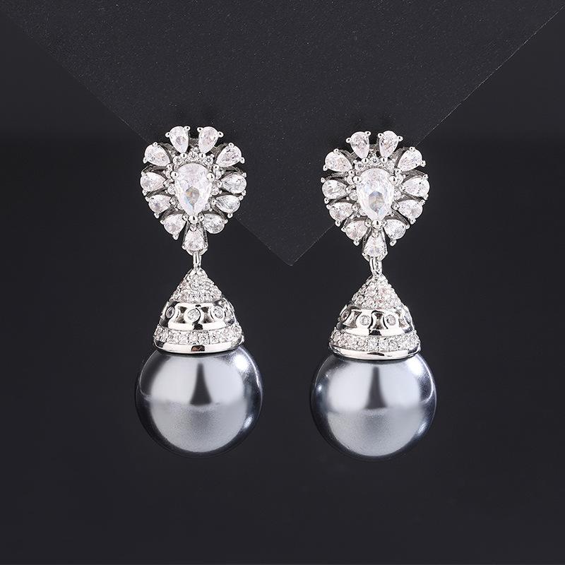 Jewelry Copper Bottom Gold-Plated Fritillary Pearl Retro Set 16Mm14Mm
