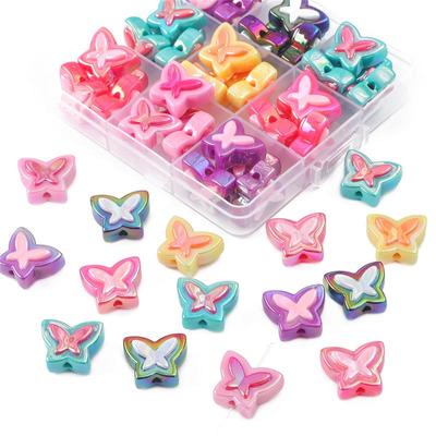 Perles Acryliques Colorées Plaqué Bicolore Perles Papillon pour Bijoux DIY