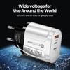 Universal Charger with US, EU, UK, AU Compatibility - Original Power Adapter with 1 USB-A and 2 USB-C Ports.