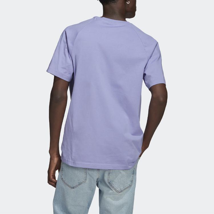 Adidas Originals Trefoil Tricolor Tee Loose Round Neck Short Sleeve T-Shirt Men Tops Light-Purple GQ8922