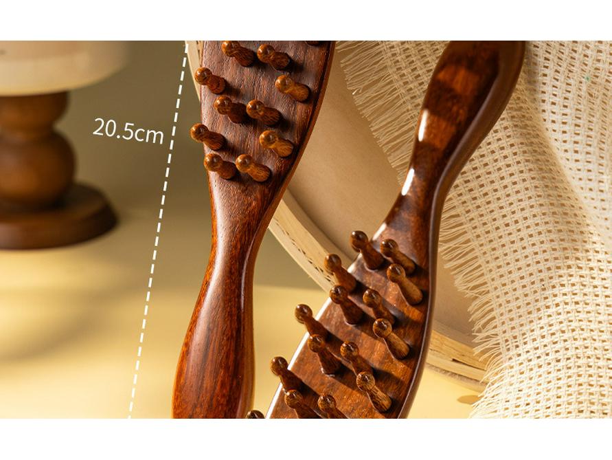 Golden Sandalwood Multi-Functional Massage Comb for Hair & Scalp Meridian Therapy 