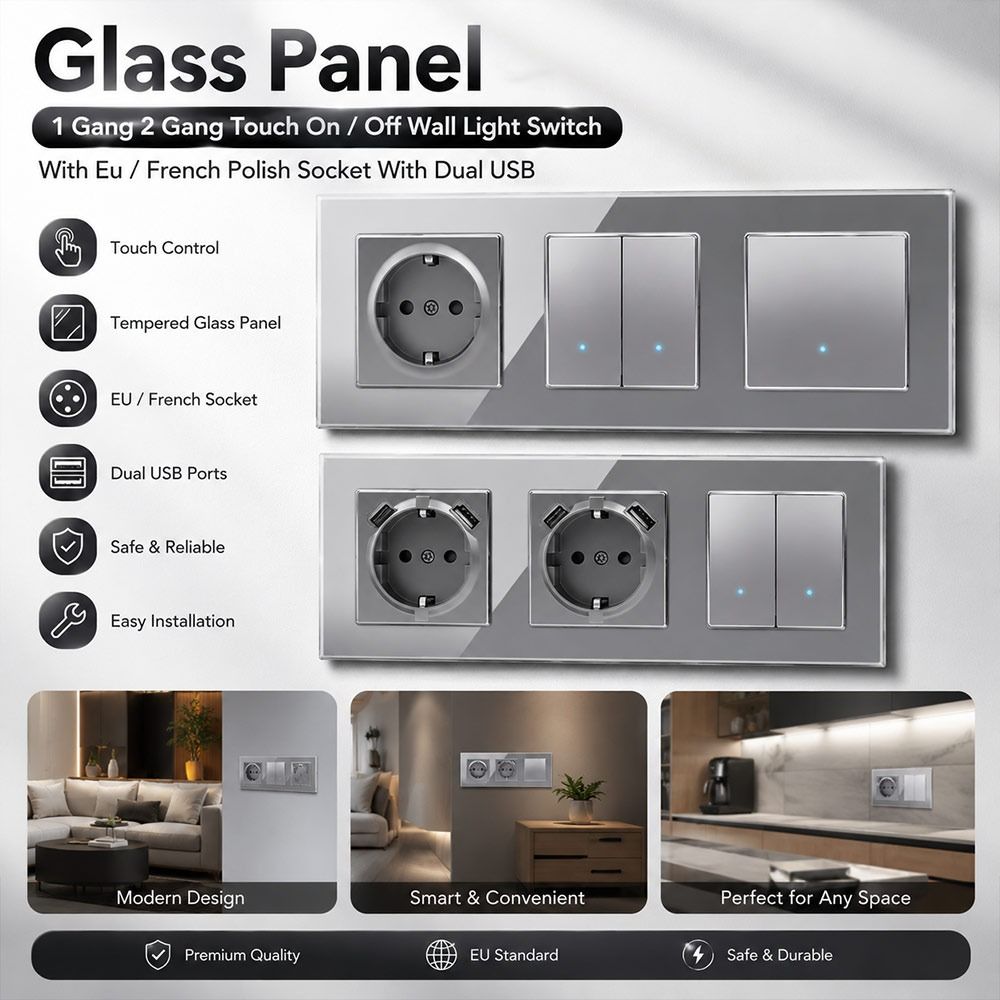 1Pcs Dual USB Fast Charge Modular Sockets And Switches  for EU Standard Wall Mount DIY
