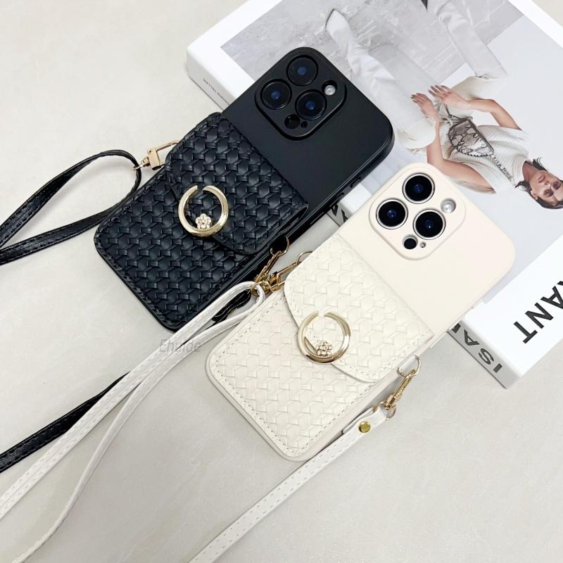 Woven Wallet Strap Case For Samsung Galaxy S25 Ultra S24 FE S20 S21 S22 S3 Plus A17 Card Slot Holder Crossbody Lanyard Bag Cover
