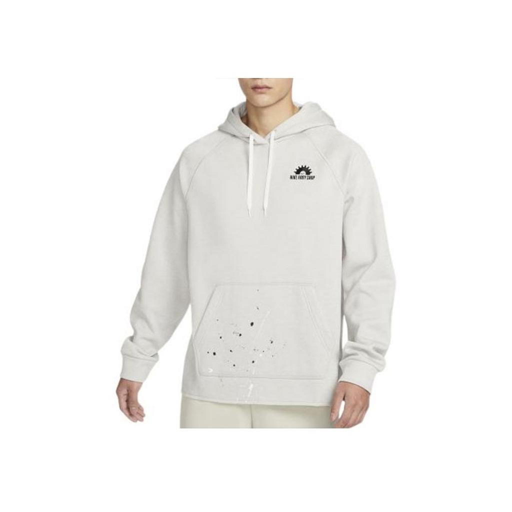 Nike Letter Print Hooded Pullover Sweatshirt Men Tops White DV9907-012