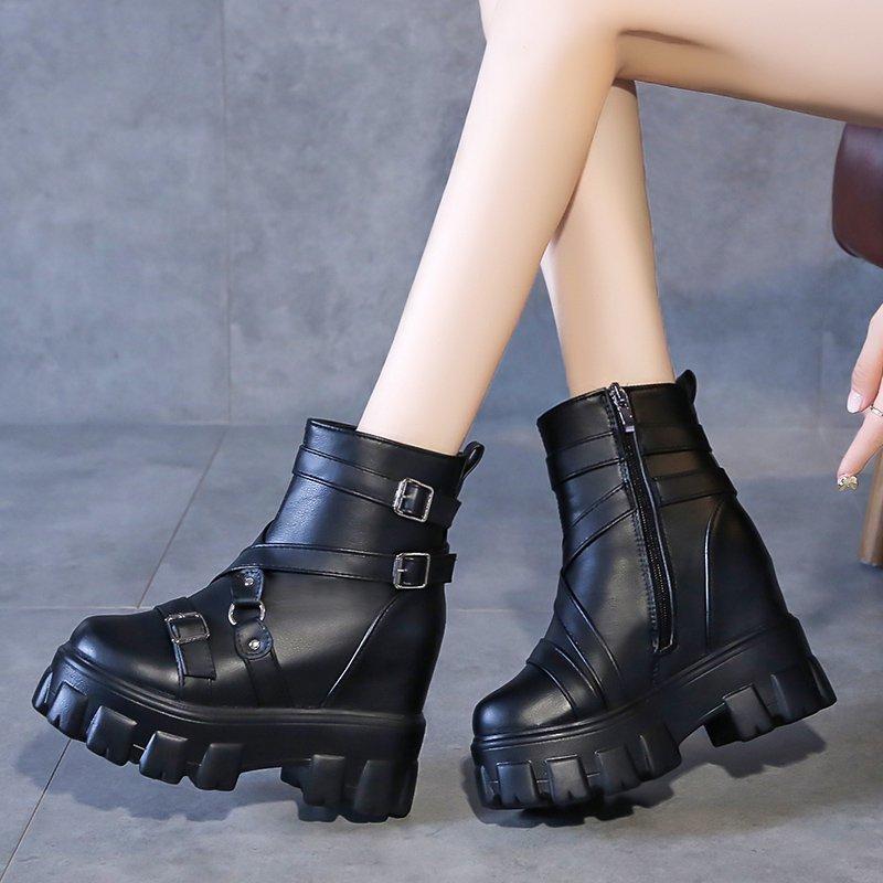 Spring, Autumn and Winter New Versatile Thick-soled Women's Belt Buckle Personalized Short Boots Martin Boots Women