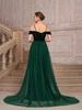 Elegantes Damen Pailletten Abendkleid mit langer Schleppe für Hochzeitsfeier & Abschlussball