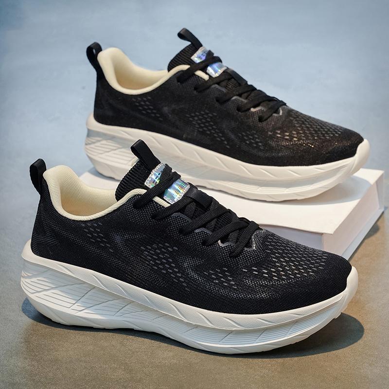 Unisex Black White Running Sneakers | Size 35-45 Breathable Casual Sports Shoes, Lightweight Cushioned Walkers for Men Women