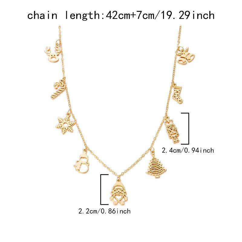 Exaggerated Christmas Bell Beaded Choker Necklace For Women Trendy Xmas Pendant Clavicle Chain New Year Party Jewelry Gift