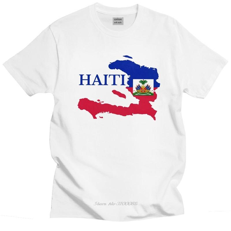 Cool Men's Haiti Map Flag T Shirt Short Sleeves Round-neck Cotton Tshirt Summer Tees Plus Size Apparel Casua Fashion T-shirt