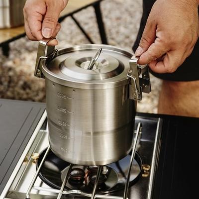 3L 304 Roestvrij Staal Camping Kom met Opvouwbaar Handvat Draagbare Buiten Wandelen Backpacken BBQ Picknick Reizen Kookpot Kookgerei Servies