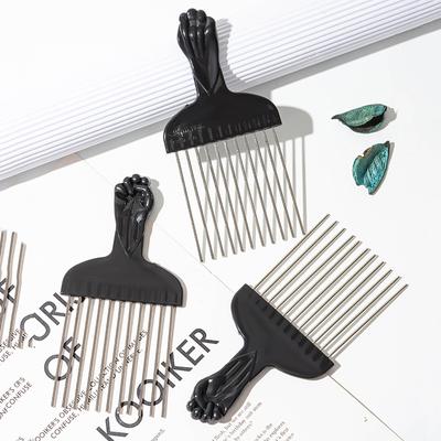 Schwarzes Metall Afroamerikaner Pick Afro Kamm für Friseur Styling Werkzeug Salon