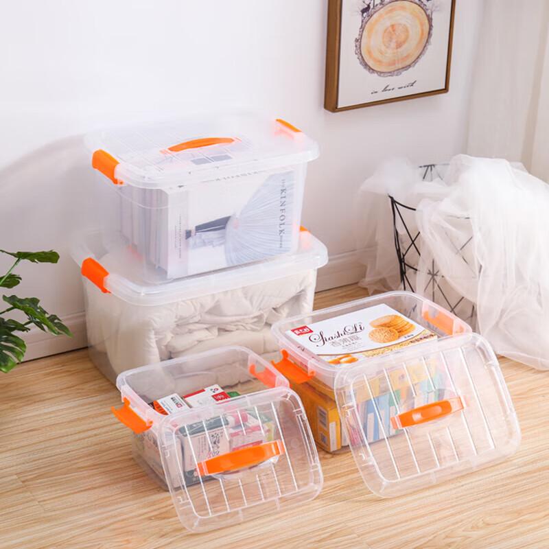 Transparent Plastic Storage Bin with Handle