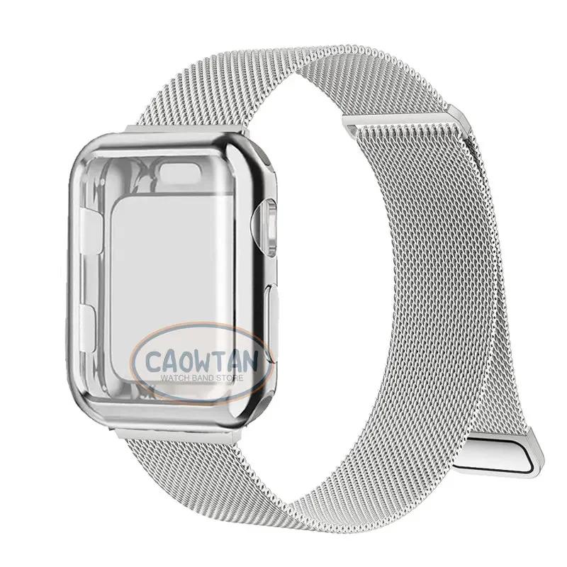 Milanese Case+Strap for Apple Watch Band Ultra 49MM 41mm 40mm 44mm 38 42mm TPU Screen Iwatch Series10 9 8 7 6 SE 5 4 Correa 45mm