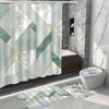 Complete Waterproof Bathroom Set: Shower Curtain With 12 Hooks, Non-Slip Rug, Toilet Lid Cover & Mat - Stylish Polyester Fabric,
