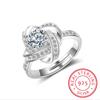 New Arrivals 925 Silver Crystal Clover Ring Bague Anillos Pure Silver Fine Jewelry For Women
