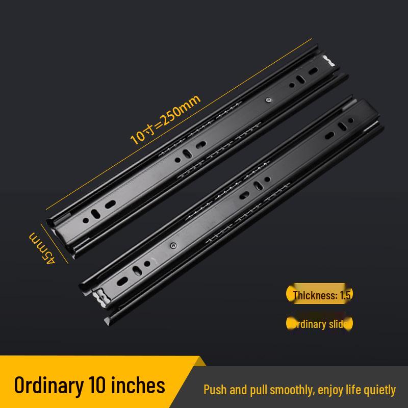 

4515 Черная бесшумная шариковая направляющая для ящика: Утолщенная 3-секционная направляющая для шкафа/гардероба