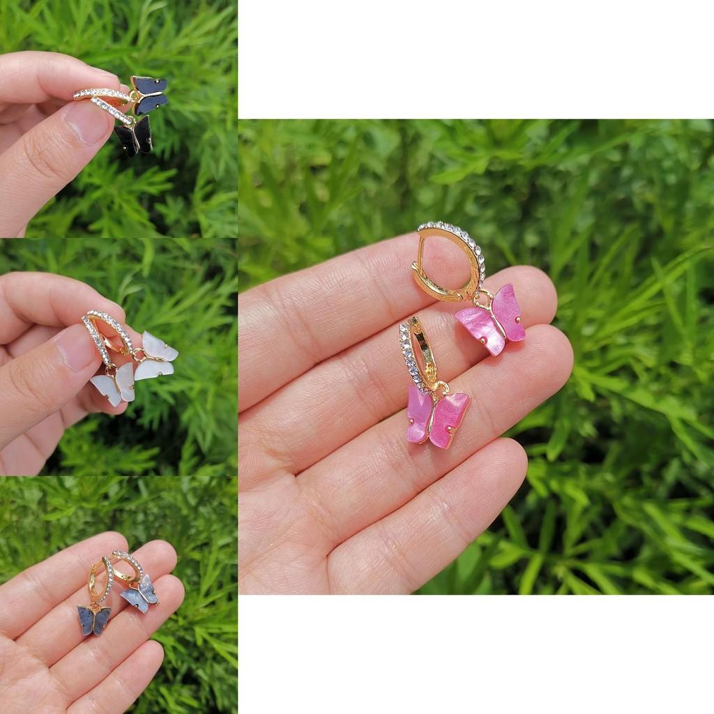 Stylish European And American Butterfly Earrings With Artificial Gemstones
