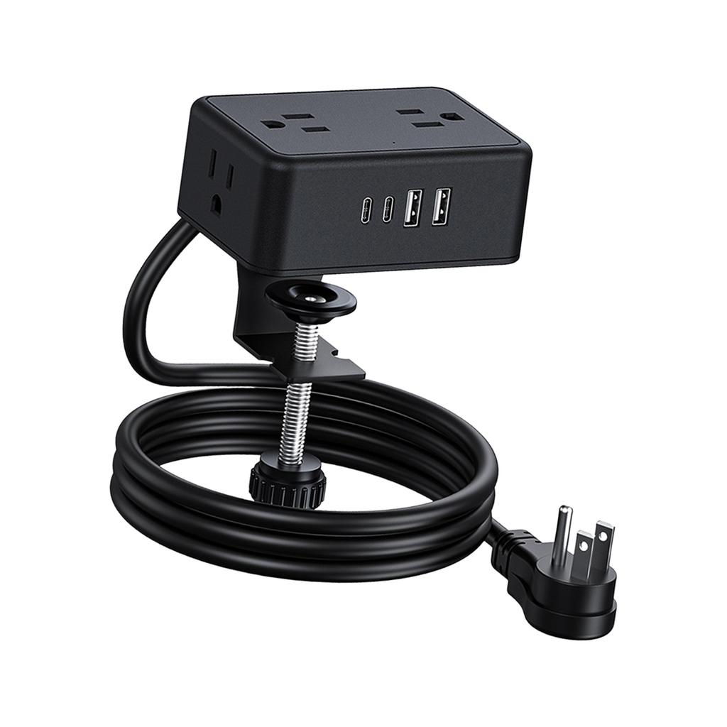 Klemme Schreibtischmontierte Steckdosenleisten 4 AC-Steckdosen 2 USB-A 2 USB-C-Ports PD20W-Ladegeräte 200cm Kabel mit Sicherheitsvorrichtungen
