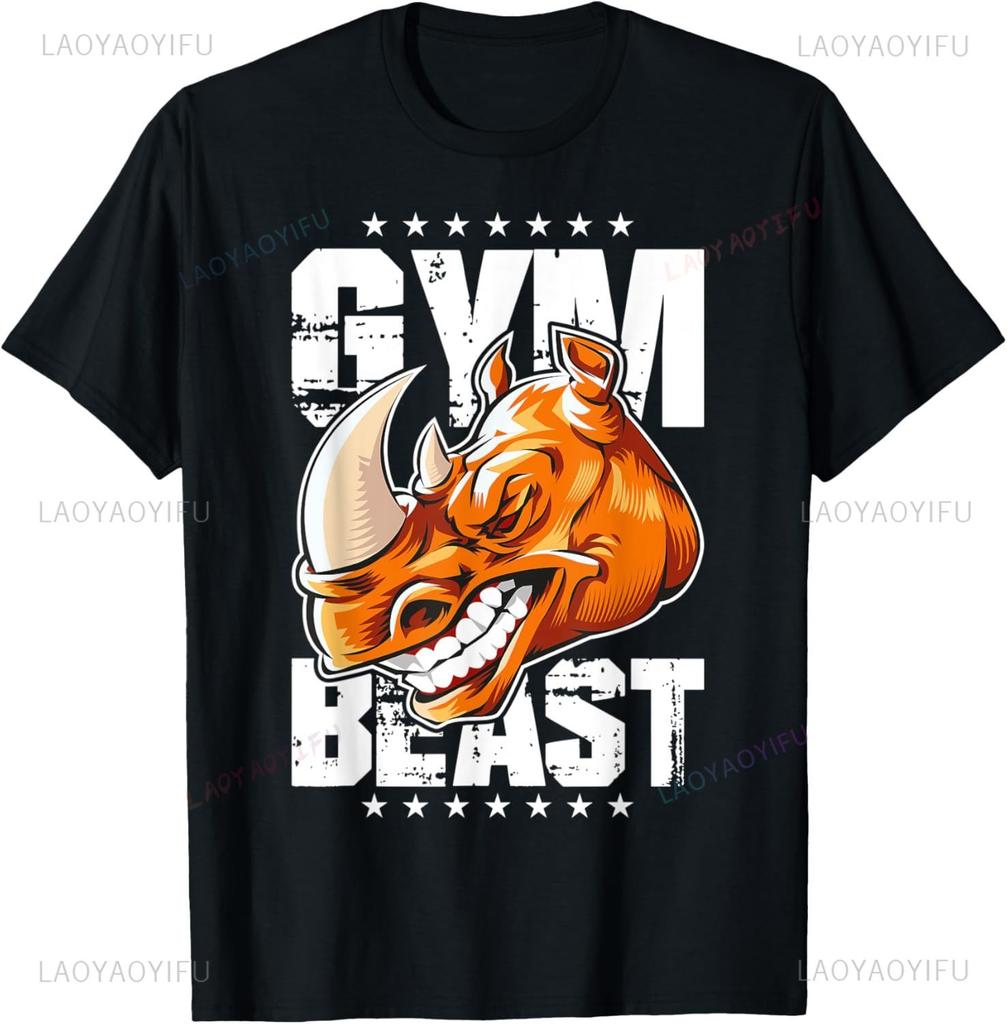 Rhinoceros Weightlifting Powerlifting Gym Rhino for Fitness T-Shirt  Streetwear  Graphic T Shirts  Men Clothing  Camiseta Hombre