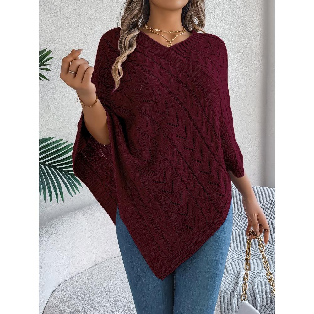 Women's Oversized Sweatshirt Top Casual Solid-Colour Cable-Knit Oversized Cape Cardigan Women's Knitted Sweater
