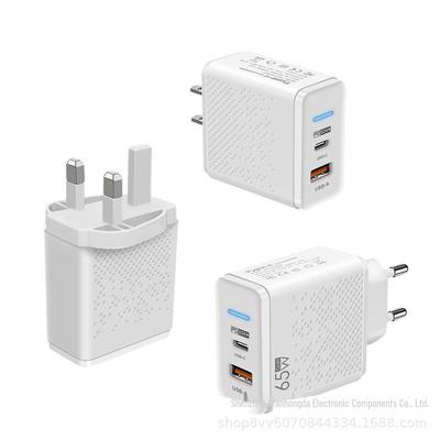 Cargador LED GaN de 65W para Móvil y Portátil - Carga Rápida PD+USB, Estándar UE/Reino Unido