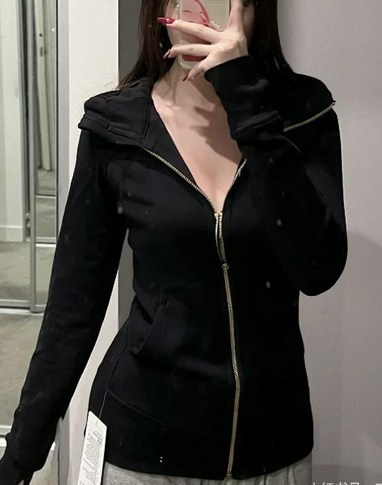 Lulu Original Embroidered Slim-Fit Scuba Jacket - Fleece-Lined Warm Yoga Casual Sports Top